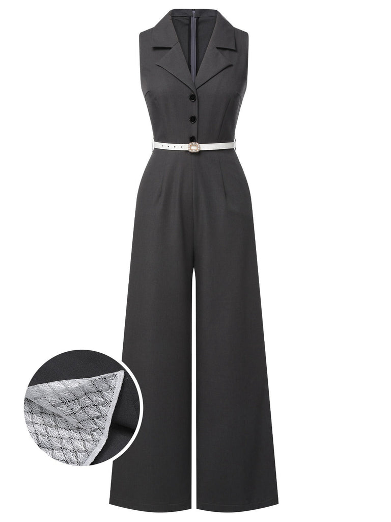 Tuta lunga scollo a V e revers in pizzo patchwork anni '40