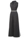 Tuta lunga scollo a V e revers in pizzo patchwork anni '40