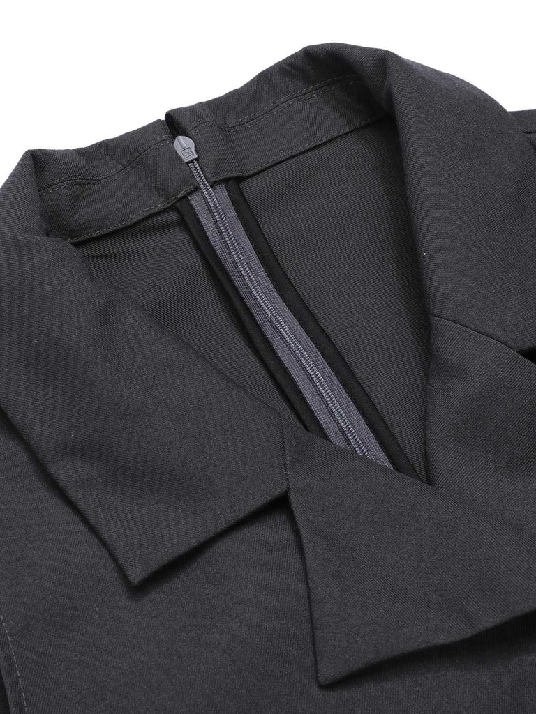 Tuta lunga scollo a V e revers in pizzo patchwork anni '40