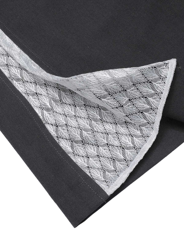 Tuta lunga scollo a V e revers in pizzo patchwork anni '40