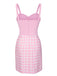 Abito plaid con spacchi a cuore rosa anni '60