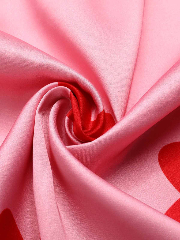 Abito stampa a cuore spalline sottili rosa anni '60