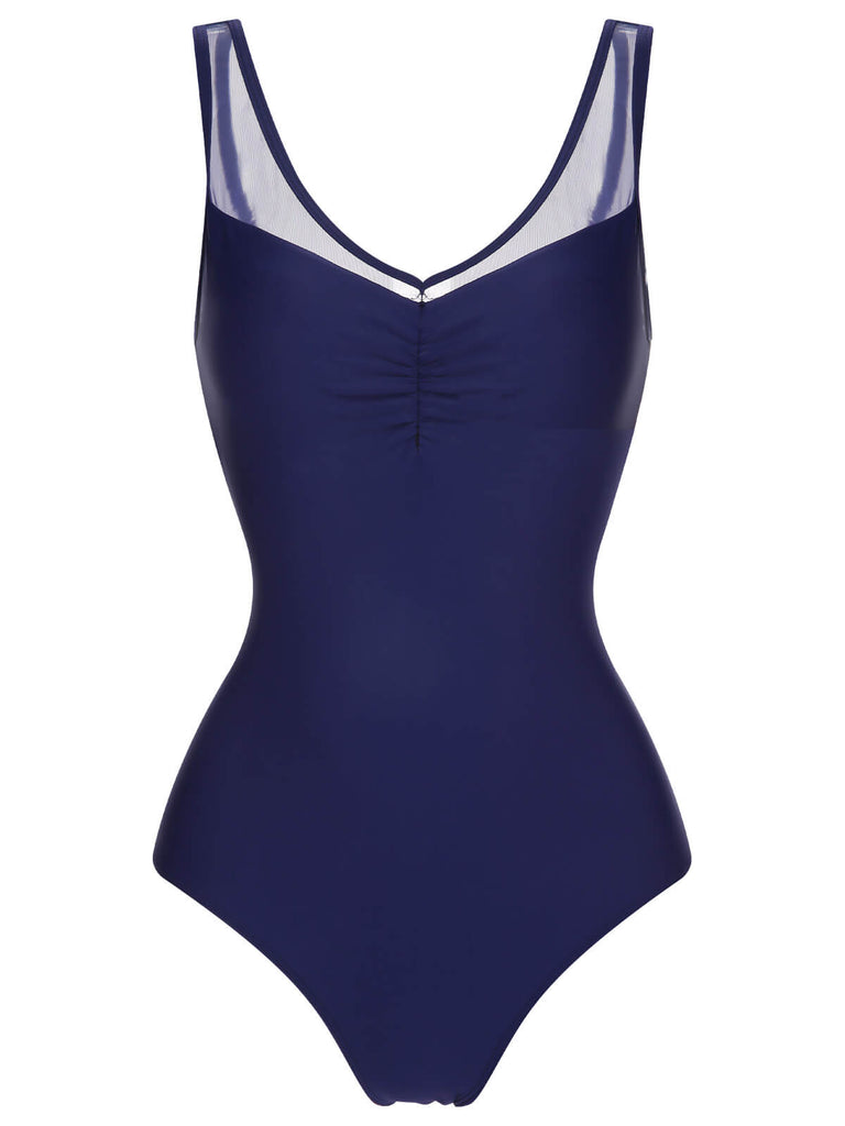 Costumi intero incrociato sulla schiena blu scuro anni '30