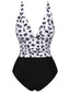 Costumi intero leopardo scollo a V patchwork nero anni '30