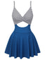 Costumi intero con gonna a righe multicolore anni '30
