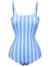 Costumi intero a righe spalline sottili blu anni '30