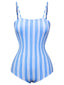 Costumi intero a righe spalline sottili blu anni '30