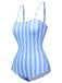 Costumi intero a righe spalline sottili blu anni '30