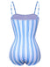 Costumi intero a righe spalline sottili blu anni '30