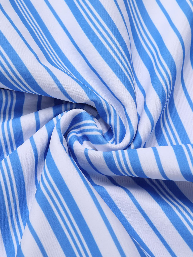 Costumi intero a righe spalline sottili blu anni '30