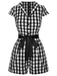 Tuta corta plaid e risvolto con cintura rosso anni '40