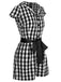 Tuta corta plaid e risvolto con cintura rosso anni '40