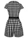 Tuta corta plaid e risvolto con cintura rosso anni '40