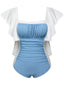 Costumi intero senza schienale azzurro chiaro anni '60