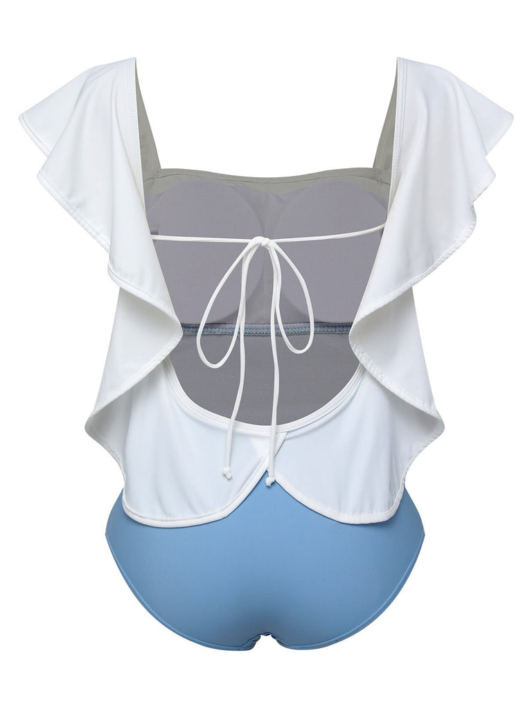 Costumi intero senza schienale azzurro chiaro anni '60