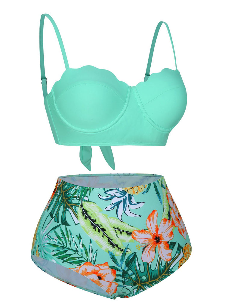 Costumi piante tropicali con spalline sottili verde anni '60