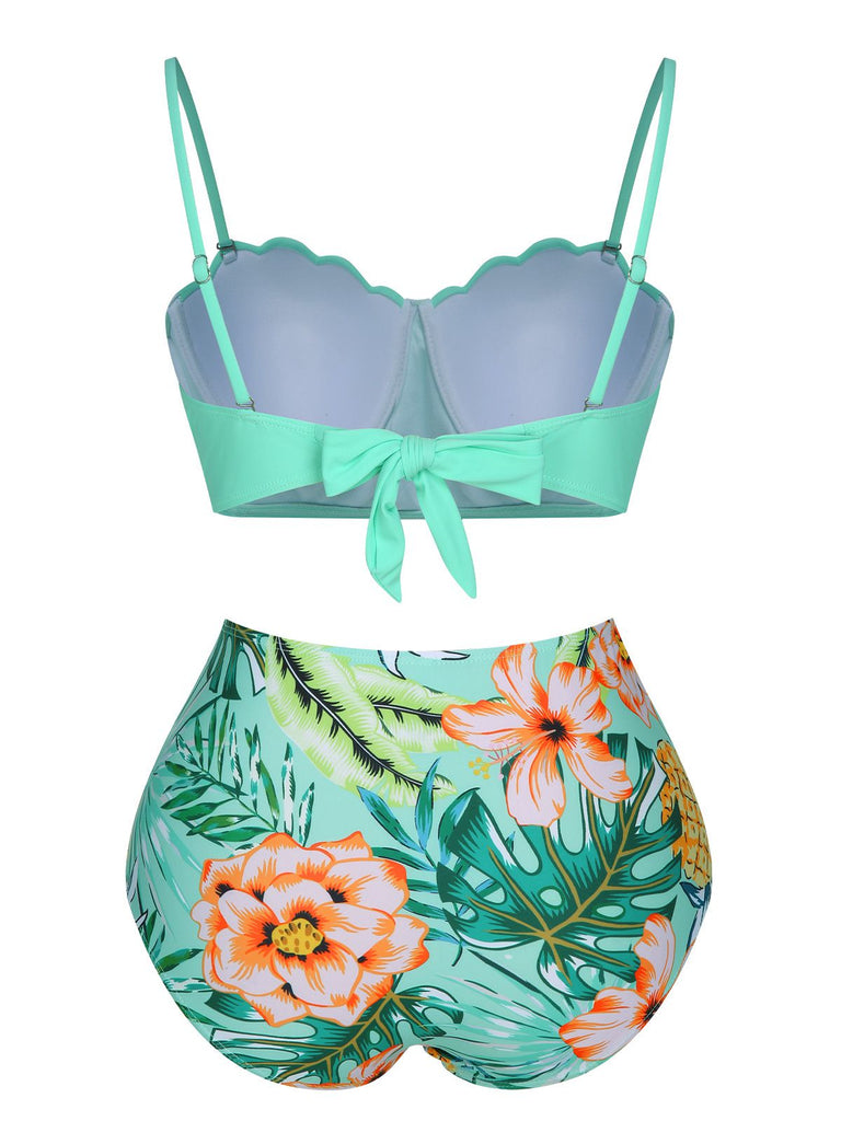 Costumi piante tropicali con spalline sottili verde anni '60