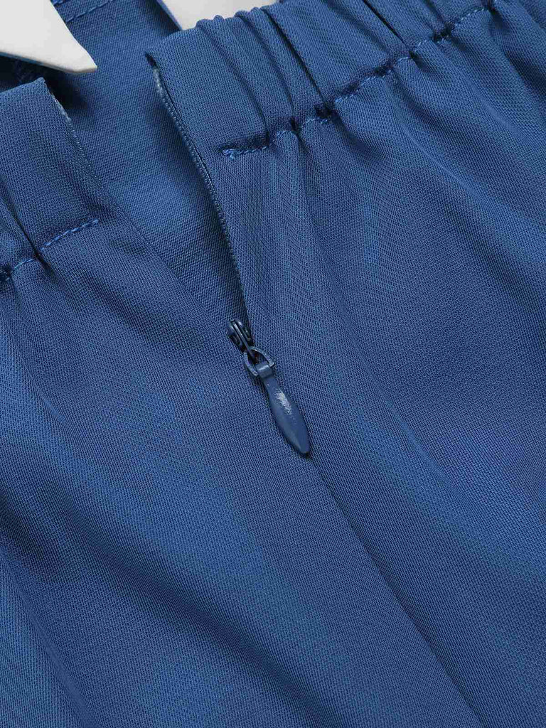 Tuta corta a righe con cinturino posteriore blu anni '50