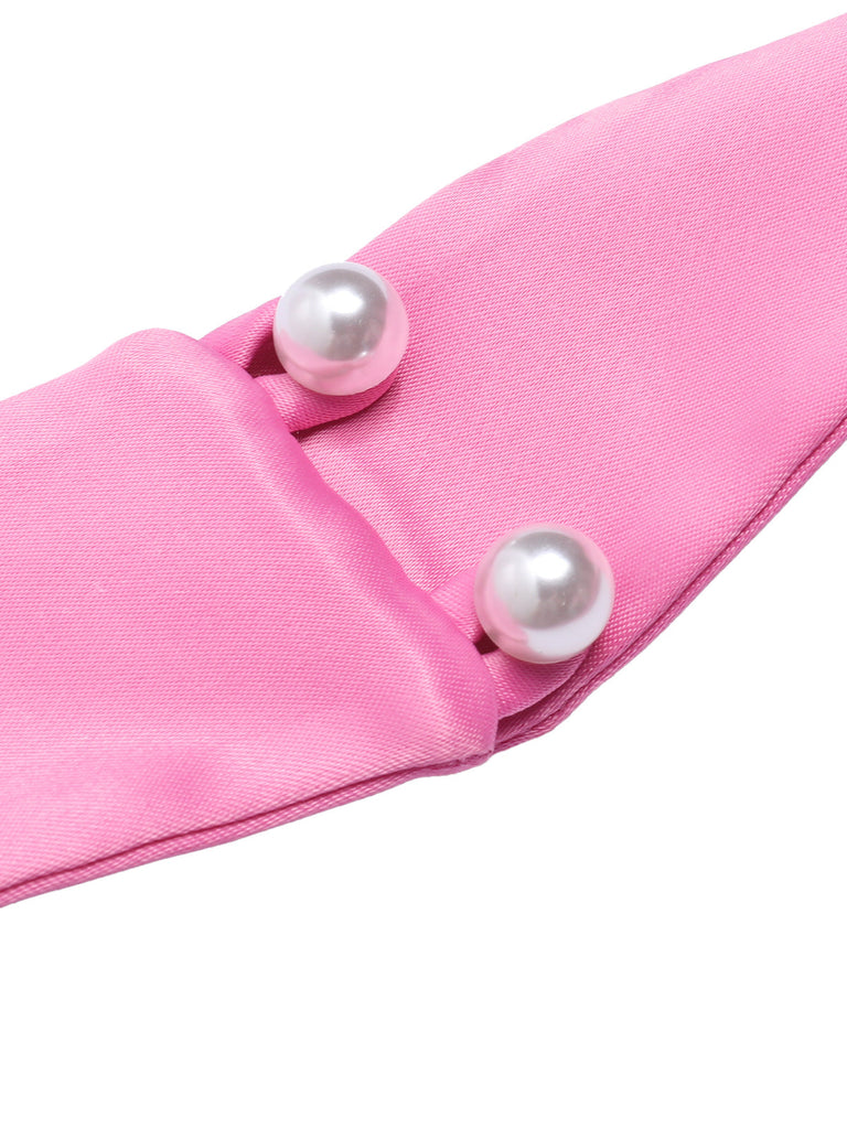 Tuta lunga fiocco scollo all'americana nero e rosa anni '30