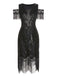 Abito con paillettes frange ricamate e 6 accessori anni '20