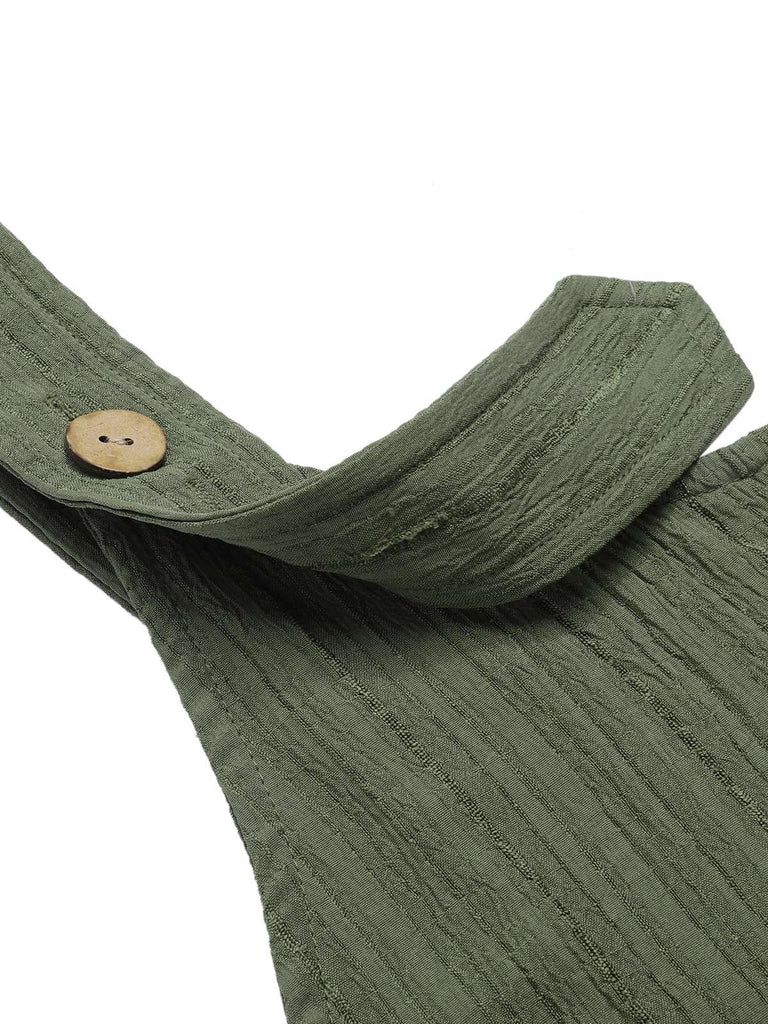Tuta lunga ampia plissettato verde militare anni '30