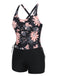 Set tankini con stampa floreale e lacci rosa anni '30