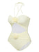 Costumi intero fiori 3D scollo all'americana beige anni '30