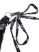 Set bikini fiori di anacardi con lacci nero anni '30