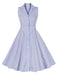 Abito plaid senza maniche con revers azzurro chiaro anni '40