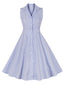 Abito plaid senza maniche con revers azzurro chiaro anni '40