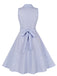 Abito plaid senza maniche con revers azzurro chiaro anni '40