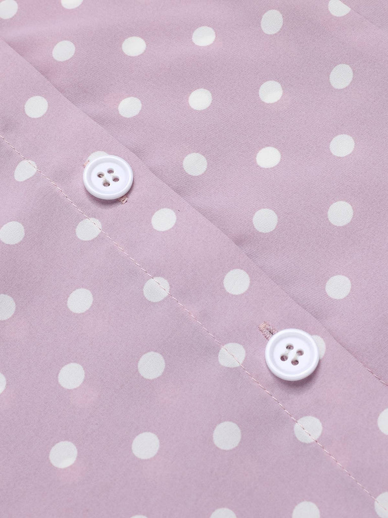 Camicetta con revers a pois color lavanda anni '40