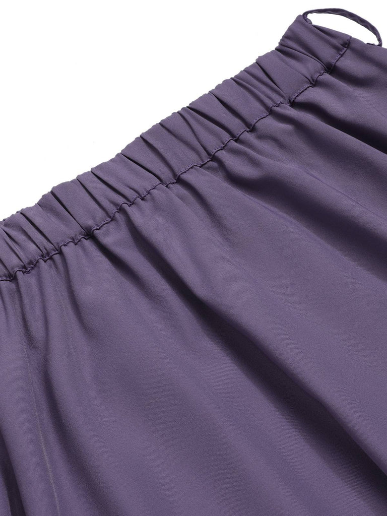 Gonna con fiocco cintura tinta unita viola anni '40