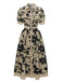 Abito stampa floreale colletto a camicia beige anni '40