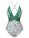 Costumi intero floreale con spalline sottili verde anni '50