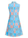 Abito colletto alto floreale arancione blu anni '60