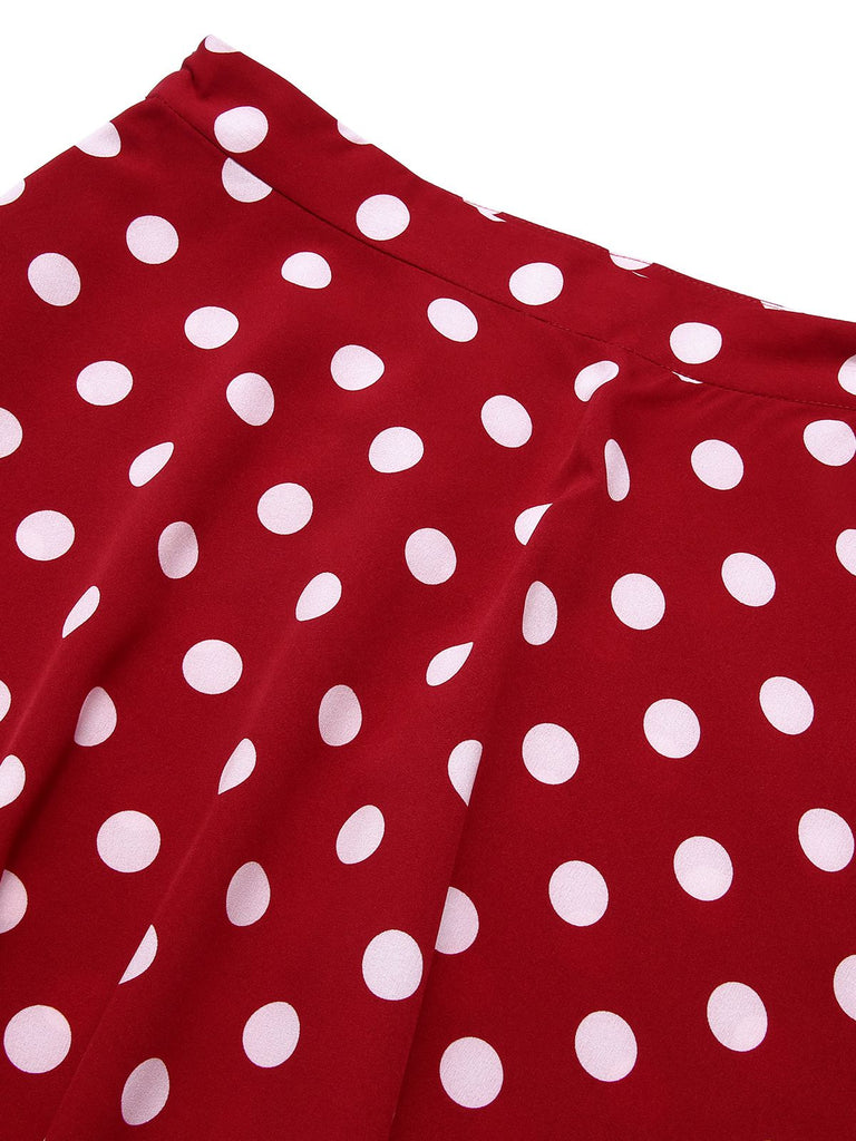 Gonna a ruota a pois rosso anni '50