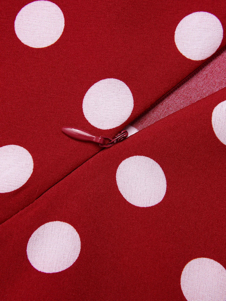 Gonna a ruota a pois rosso anni '50