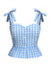 2PCS top volant e gonna fiocco scozzese blu anni '60
