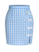2PCS top volant e gonna fiocco scozzese blu anni '60