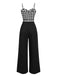 Tuta lunga plaid spalline sottili patchwork nero anni '40