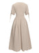 Abito con scollo a V e bottoni beige anni '40