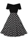 Abito a pois a maniche corte con patchwork anni '50