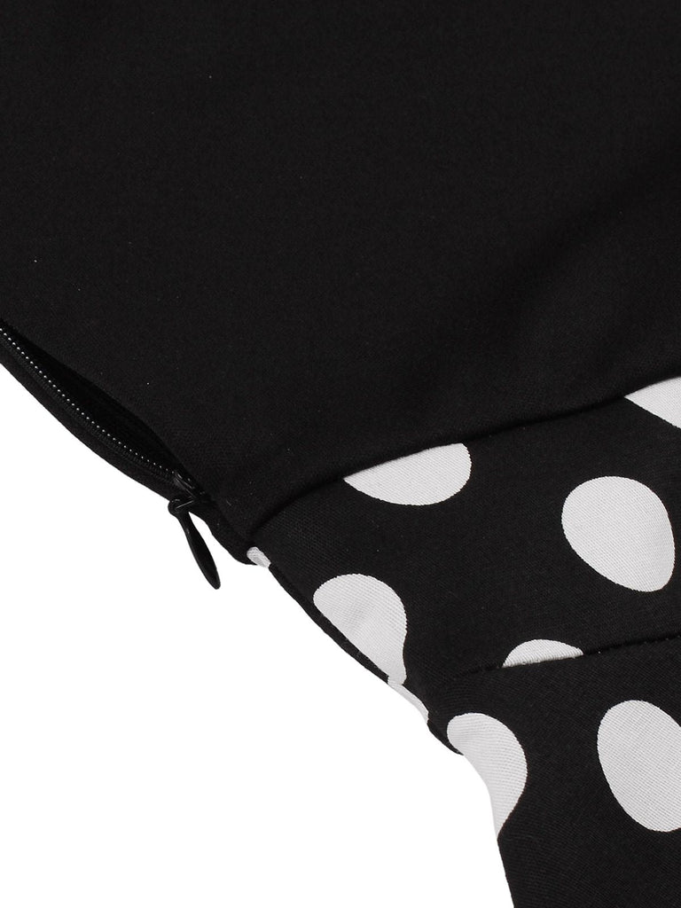 Abito a pois a maniche corte con patchwork anni '50