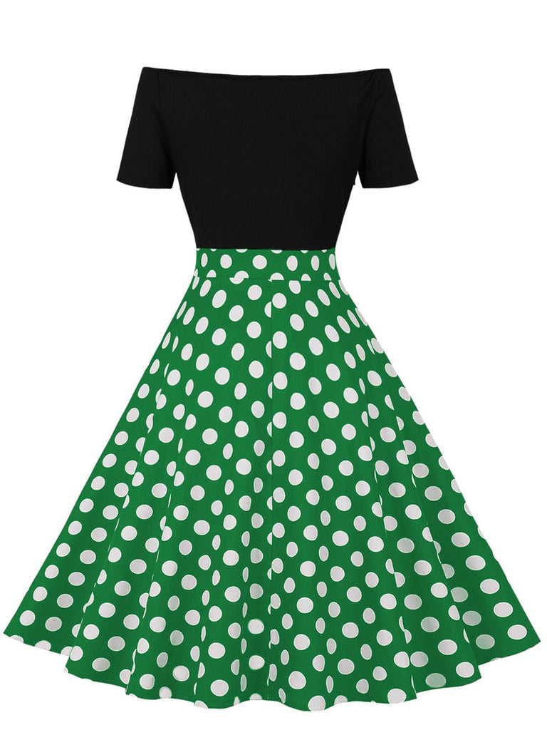Abito a pois a maniche corte con patchwork anni '50