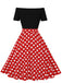 Abito a pois a maniche corte con patchwork anni '50