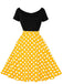 Abito a pois a maniche corte con patchwork anni '50