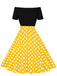 Abito a pois a maniche corte con patchwork anni '50