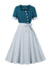 Abito a pois fiocco e scollo quadrato anni '50