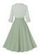 Abito con cintura arrotolabile plaid grigio verde pisello anni '50